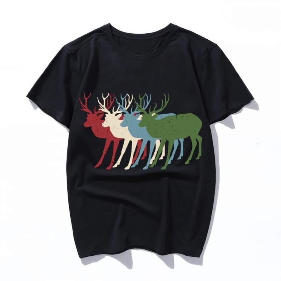 reindeer vintage retro christmas deer design Female T-shirt Summer T Shirt Vogue Tee Shirt Harajuku Kawaii Tumblr Tshirt Streetwear