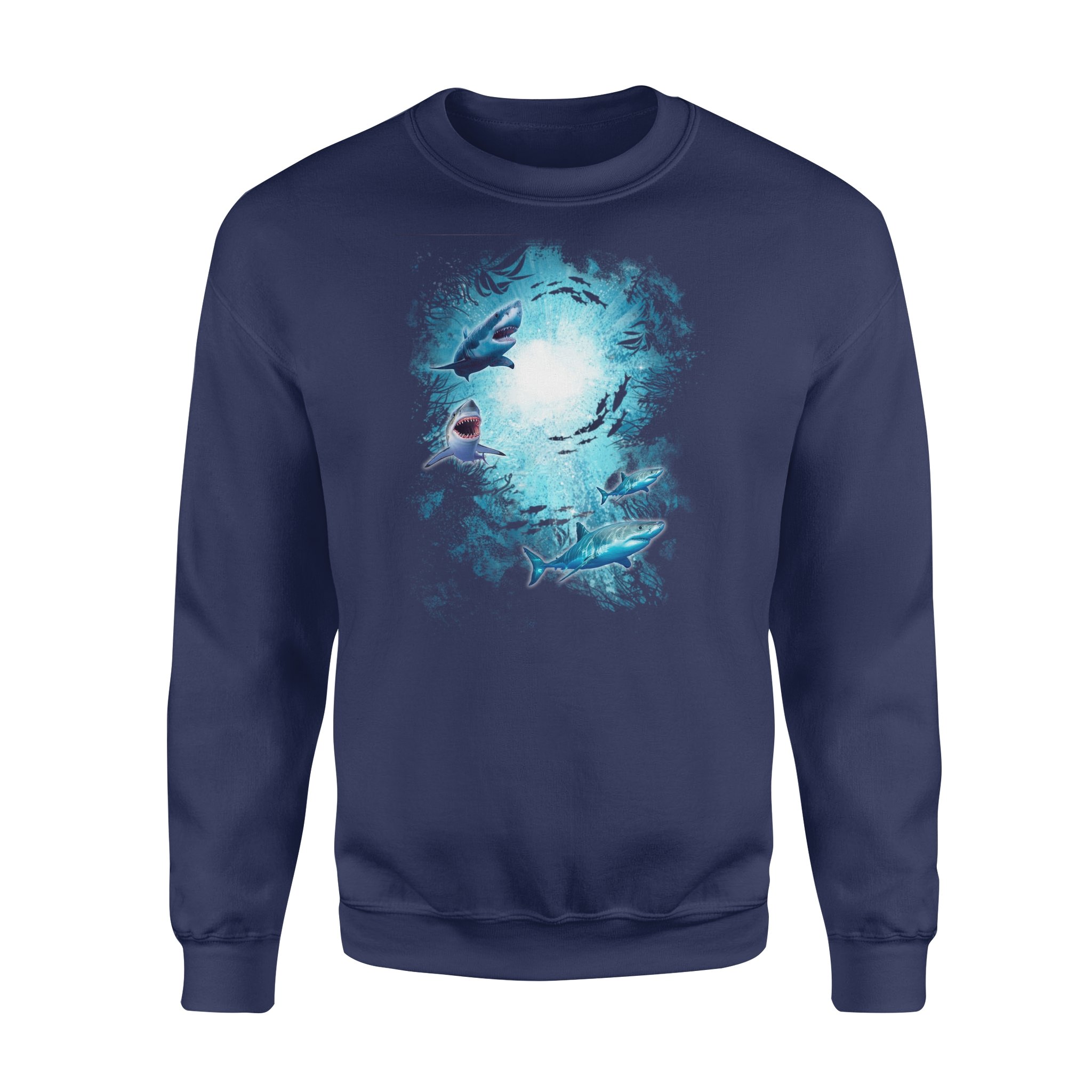 shark in the deep ocean premium crew neck sweatshirt 972