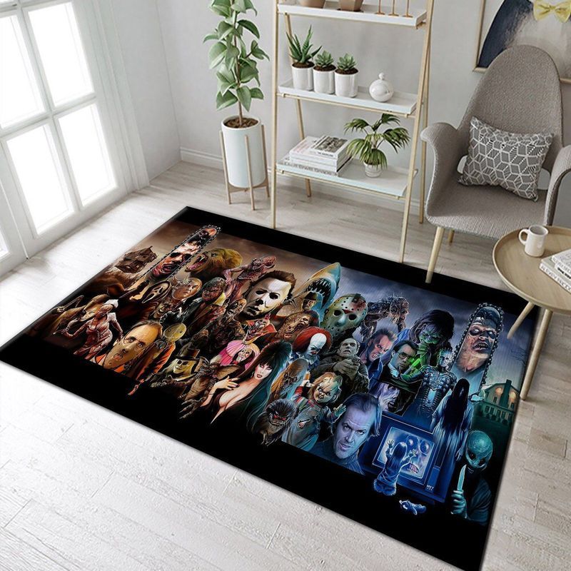 Freddy Krueger Jason Voorhees Michael Myers Leatherface Halloween 3 Area Rug Living Room And Bed Room Rug Gift Us Decor