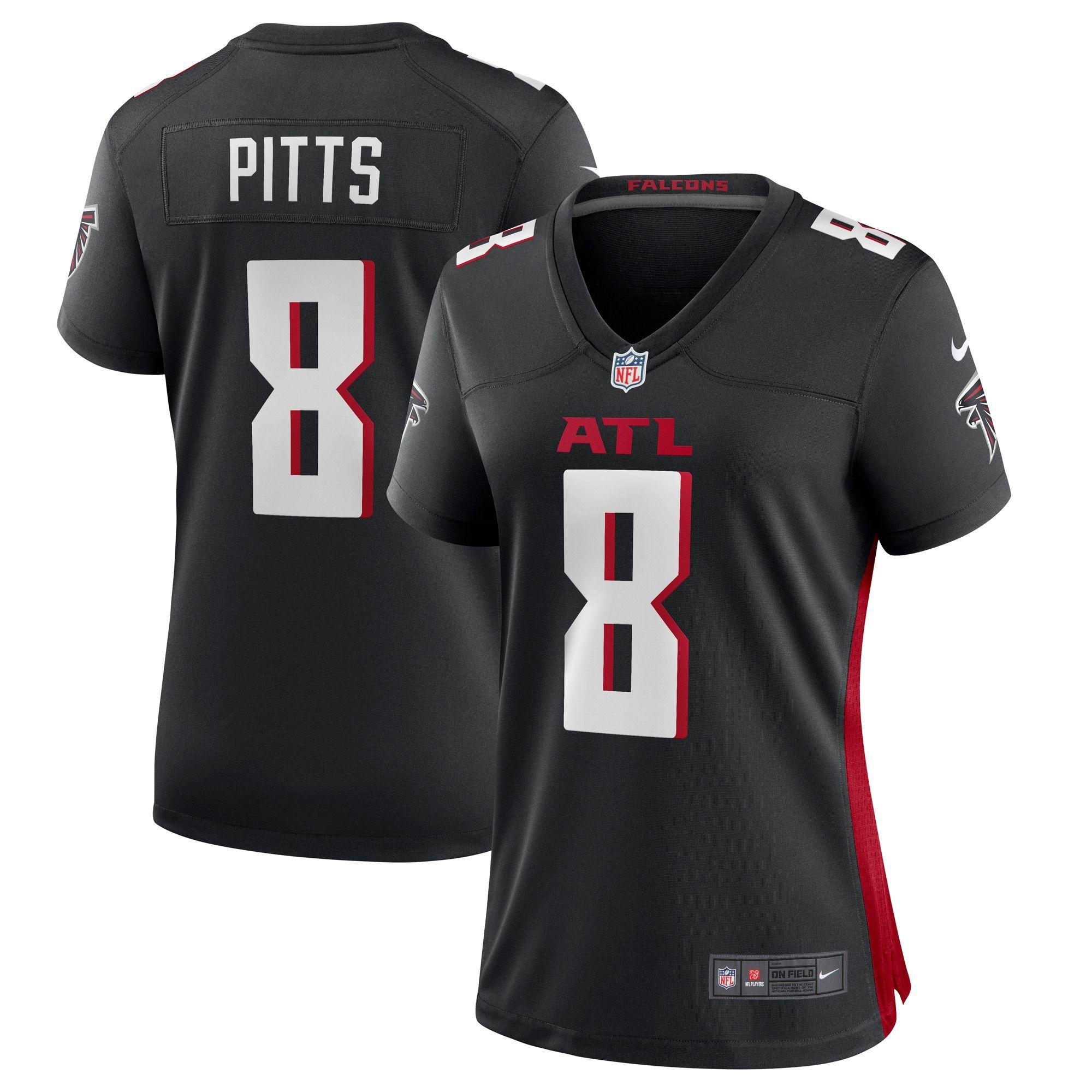 Womens Atlanta Falcons Kyle Pitts Black 2021 NFL Draft First Round Pick Player Game Jersey Gift For Atlanta Falcons Fans