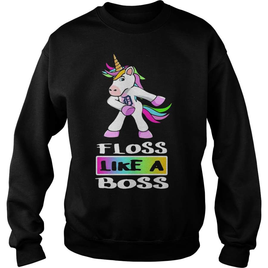 Unicorn Detroit Tigers floss like a boss Sweatshirt