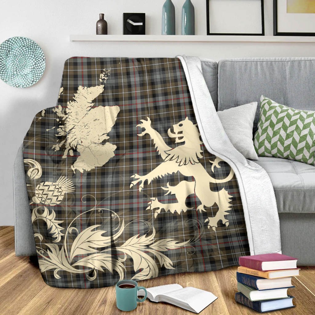 Tartan Blanket Mackenzie Weathered Tartan Scotland Lion Thistle Map Plaid Blanket