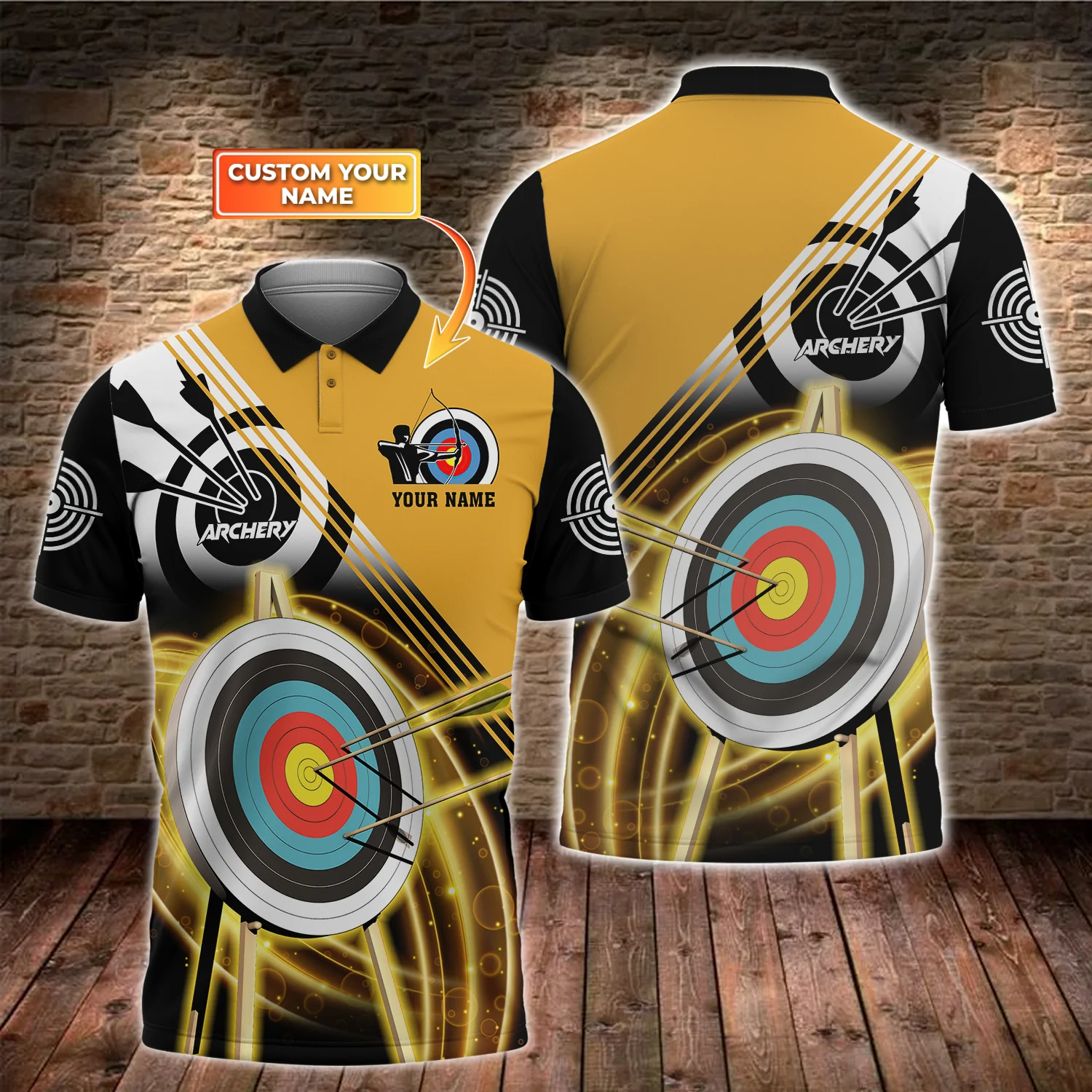 Personalized With Name Yellow Archery T Shirts, Custom 3D Archery Shirts, Gift For Archery Lover