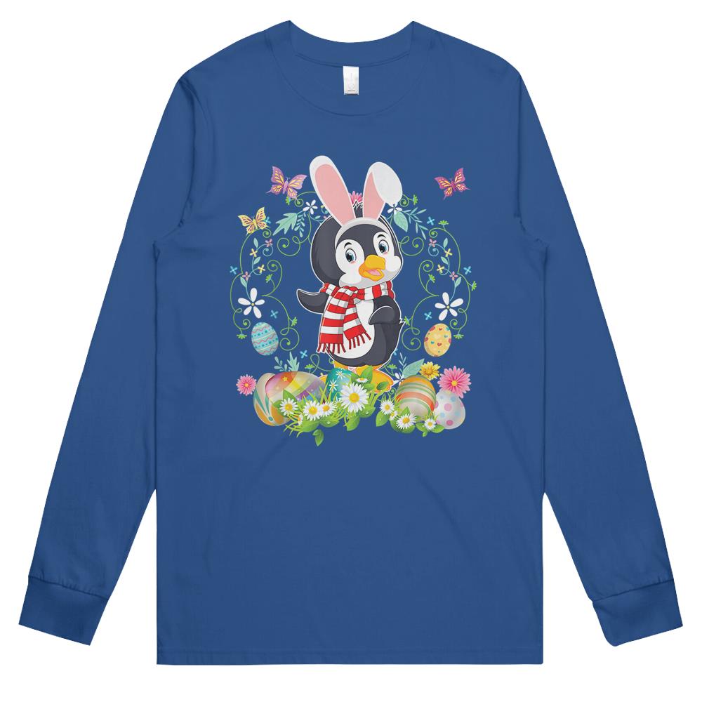 Bunny Penguin Happy Easter Day Lover Egg Hunt Lovely Cute Long Sleeve T Shirts