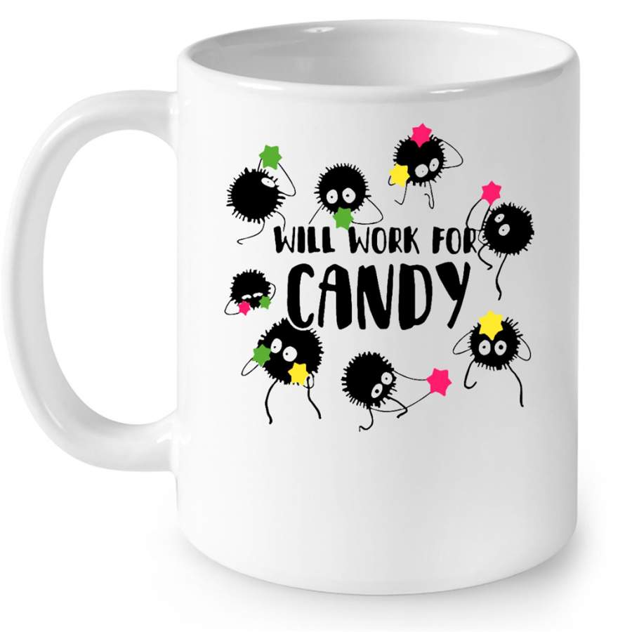 Will Work For Candy, Totoro Funny W – Full-Wrap Coffee White Mug