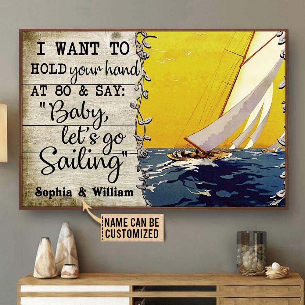 Aeticon Gifts Personalized Sea Sailing I Want To Hold Your Hand Canvas Mom Dad Gift Home Decor