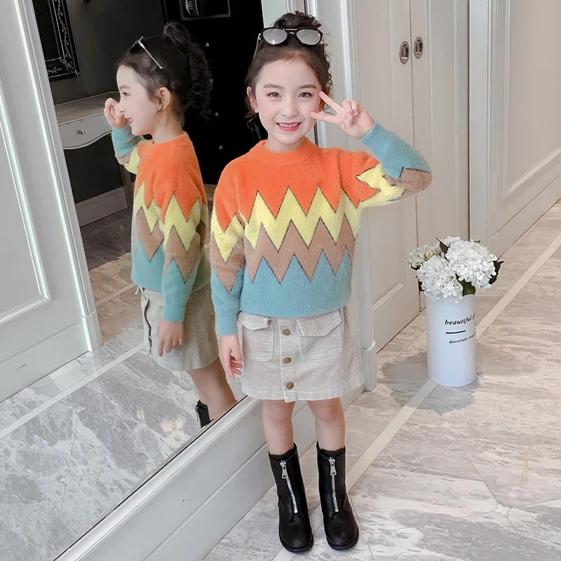 2020 New Fashion Girls Sweater Pullover Wool Autumn and Winter Loose Knit Bottoming Shirt Children 2-12 Years Old HPY006 alx