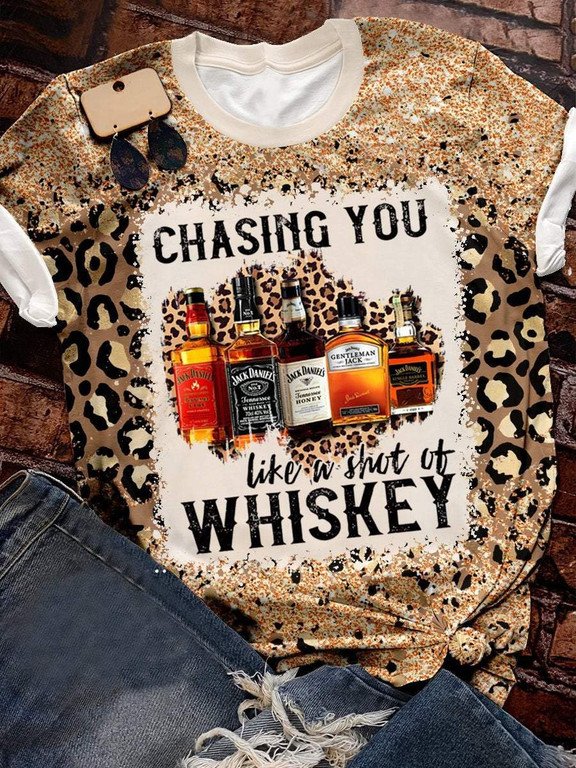 Chasing You Like A Shot Of Whiskey Leopard 3D Tshirt Hoodie Long-Sleeve Gift For Men Women