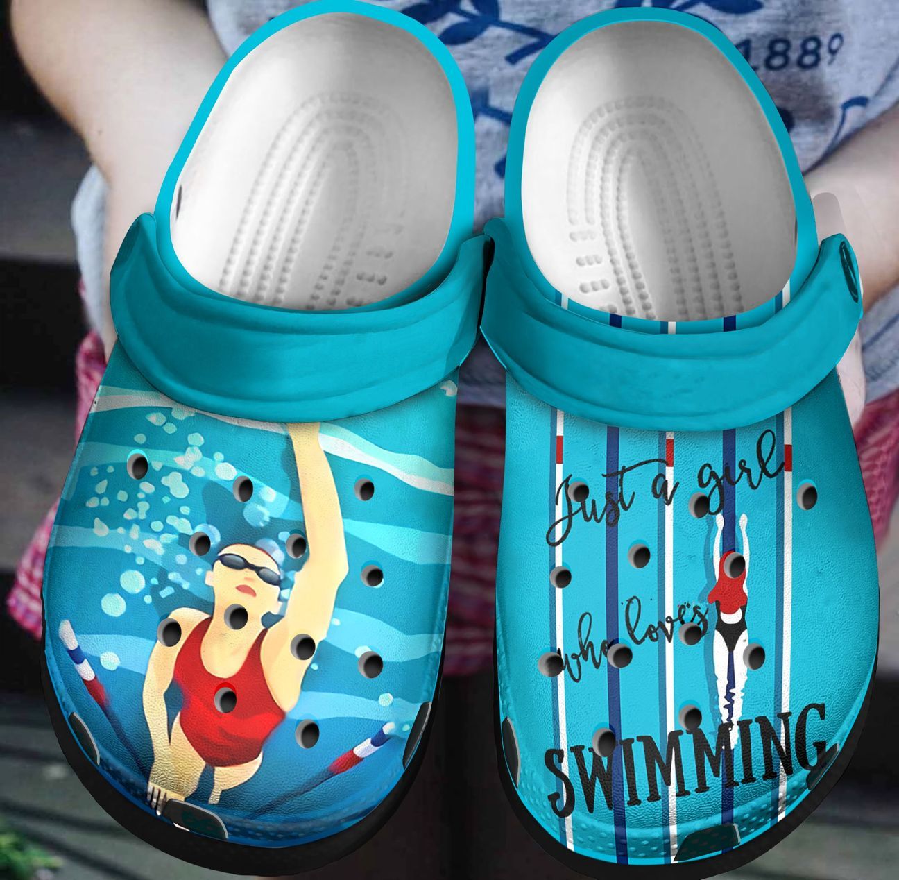 Swimming Girls Personalized Clog, Custom Name, Text, Color, Number Fashion Style For Women, Men, Kid, Print 3D