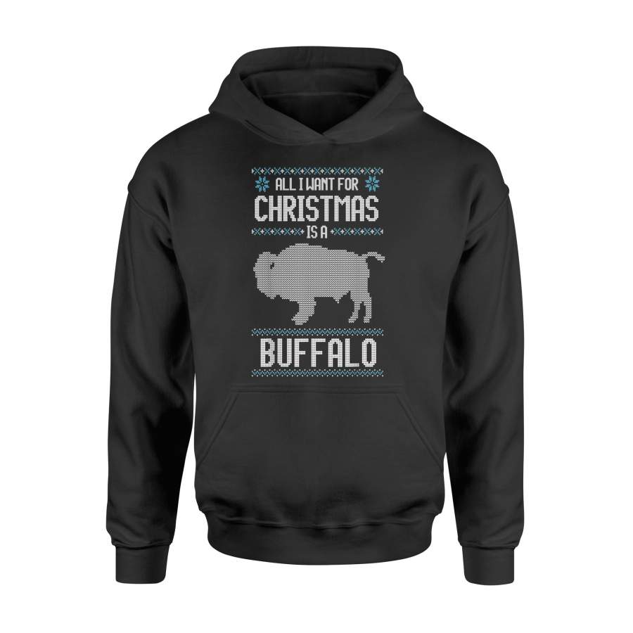 Christmas Buffalo Bison Ugly Sweater Style Holiday T-shirt – Standard Hoodie