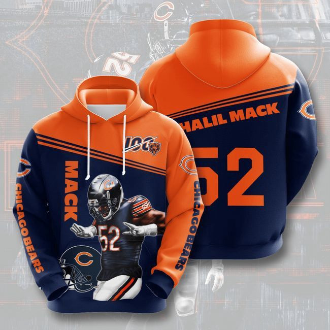 Chicago Bears 52 Khalil Mack 66 Unisex 3D Hoodie Gift For Fans