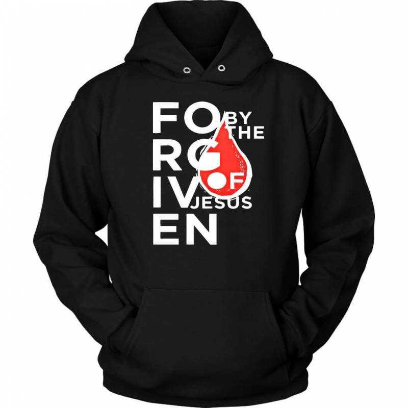 Forgiven by the blood of Jesus hoodie – Christian apparel