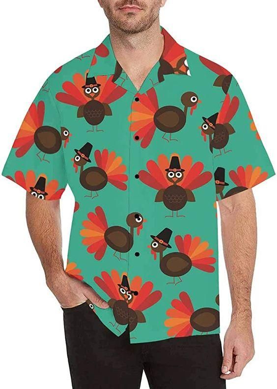 Hawaiian Aloha Shirts Thanksgiving Turkey Pattern
