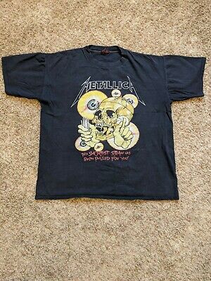 Vintage 1988 Brockum Metallica Shortest Straw T-shirt  Vertigo Pushead 2 Sided 8919