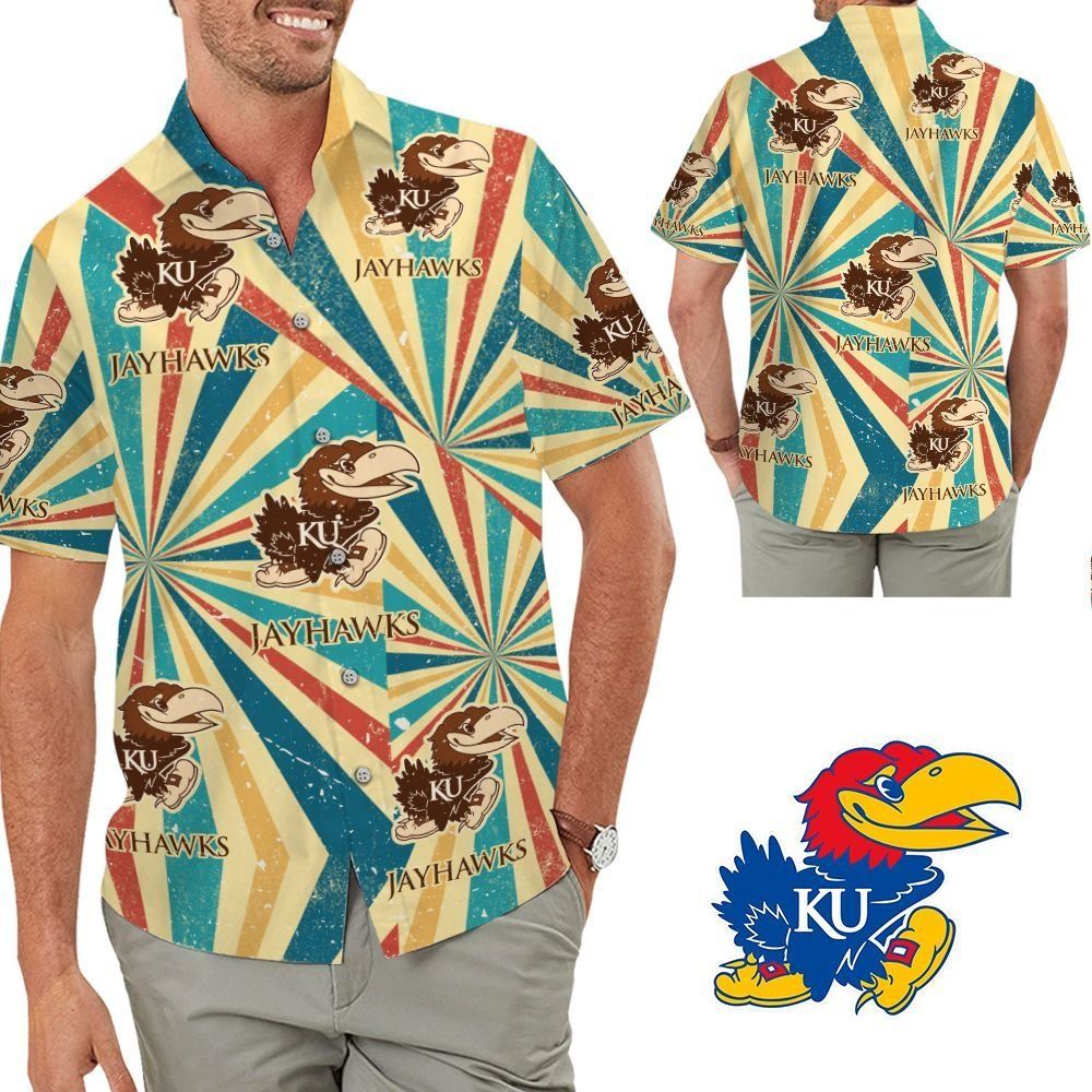 Kansas Jayhawks Retro Vintage Style Tropical Hawaiian Shirt