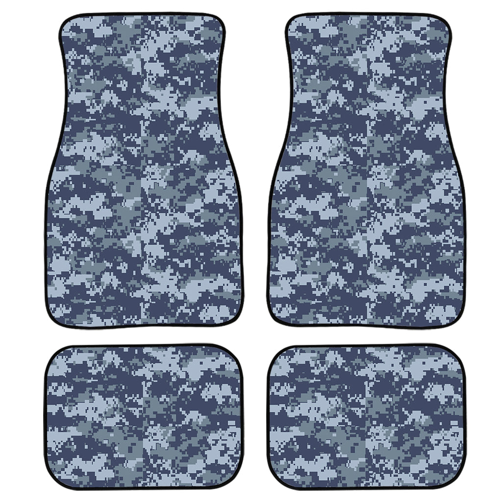 Navy Digital Camo Pattern Print Front And Back Car Floor Mats, Front Car Mat