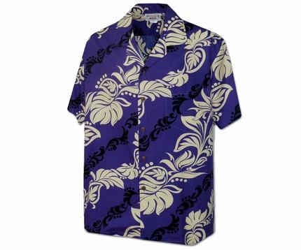 Island Lei Purple Hawaii Summer Shirt Ha24215