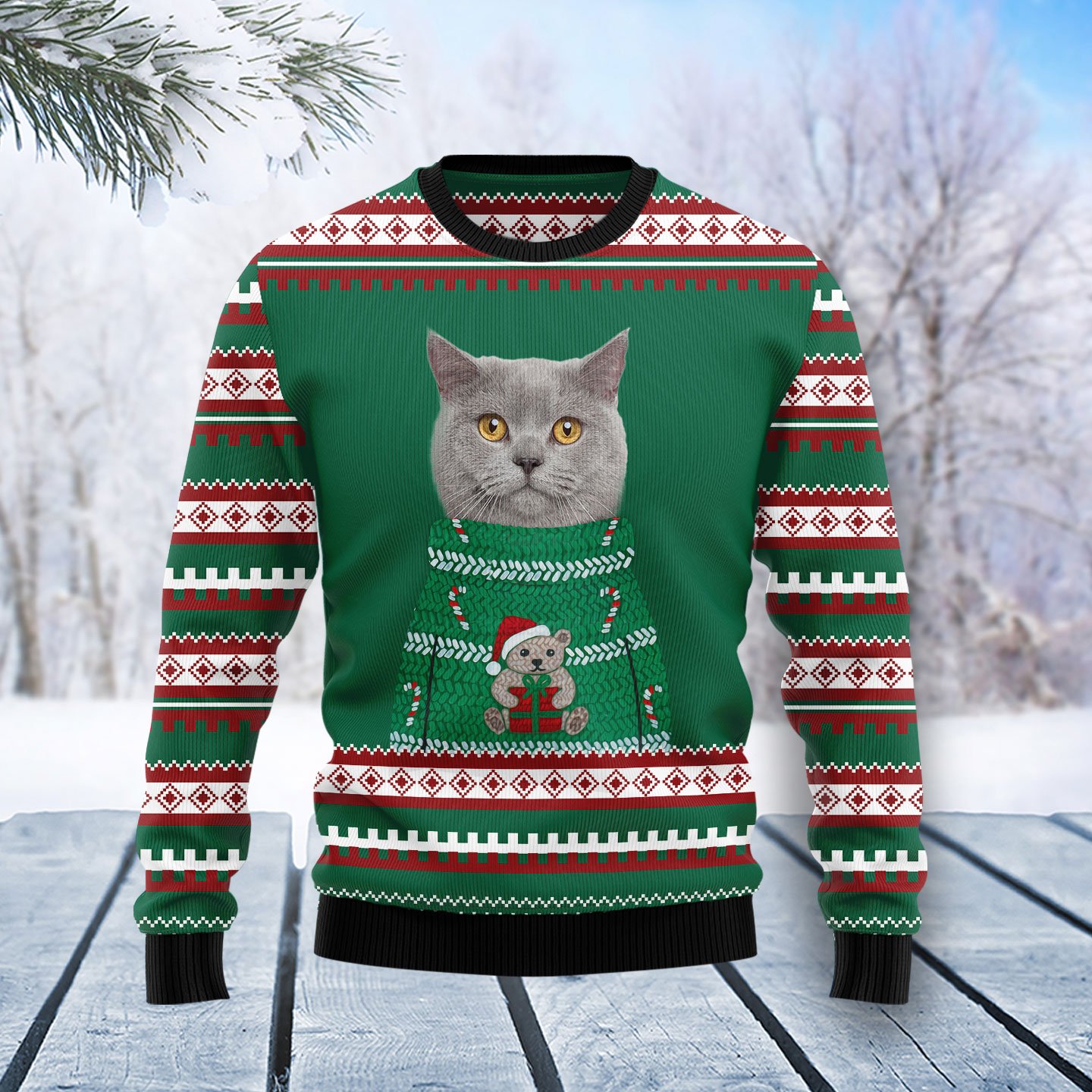 Cat Custom Face Christmas T2311 unisex womens & mens, couples matching, friends, funny family ugly christmas holiday sweater gifts (plus size available)