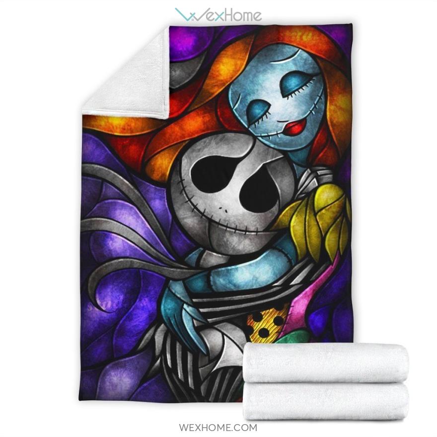 Jack Skellington And Sally Colorful Glasses Premium Blanket