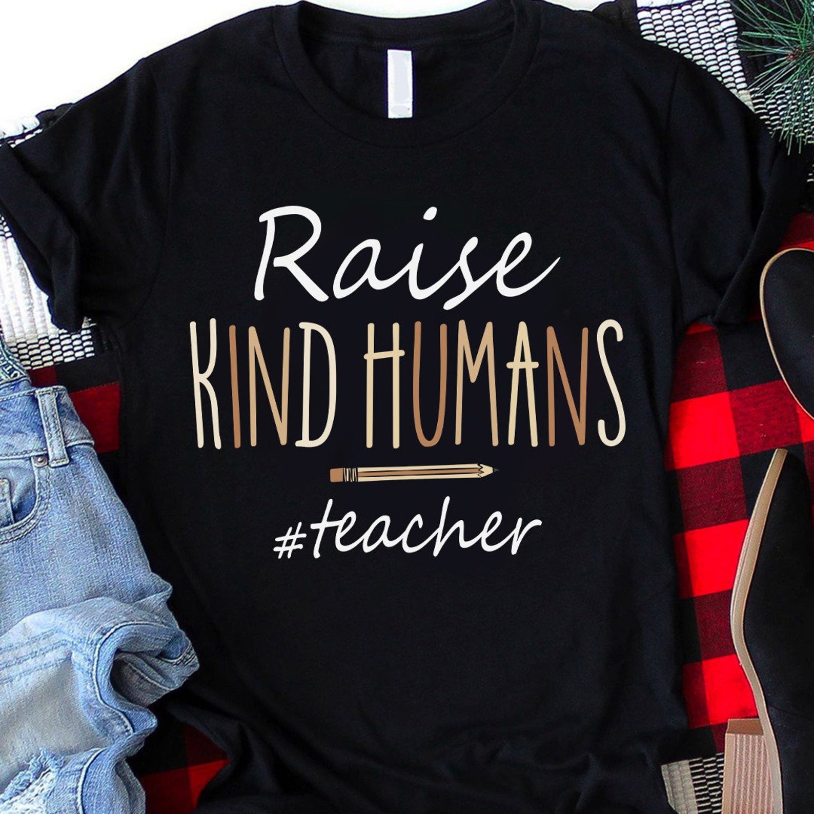 Raise Kind Humans Teacher African American T shirt