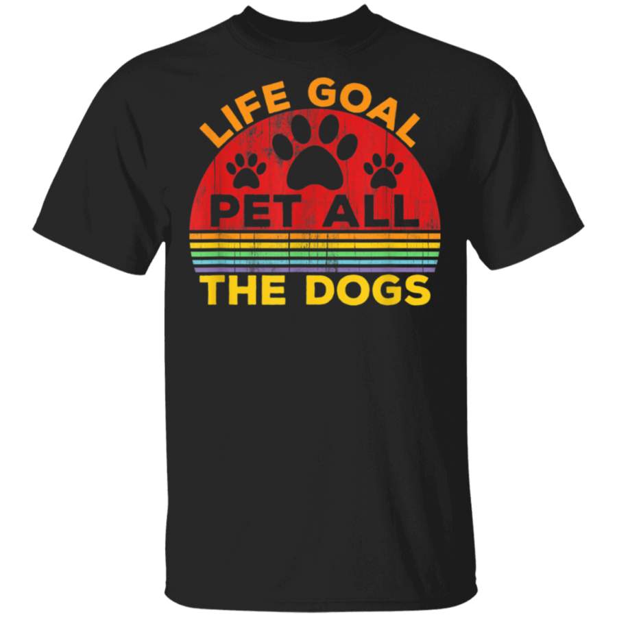 Life Goal Pet All The Dogs Pet Lover Puppy Gift Retro Sunset TShirt