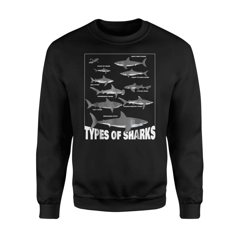 9 Types Of Sharks Educational Ocean Sweatshirt