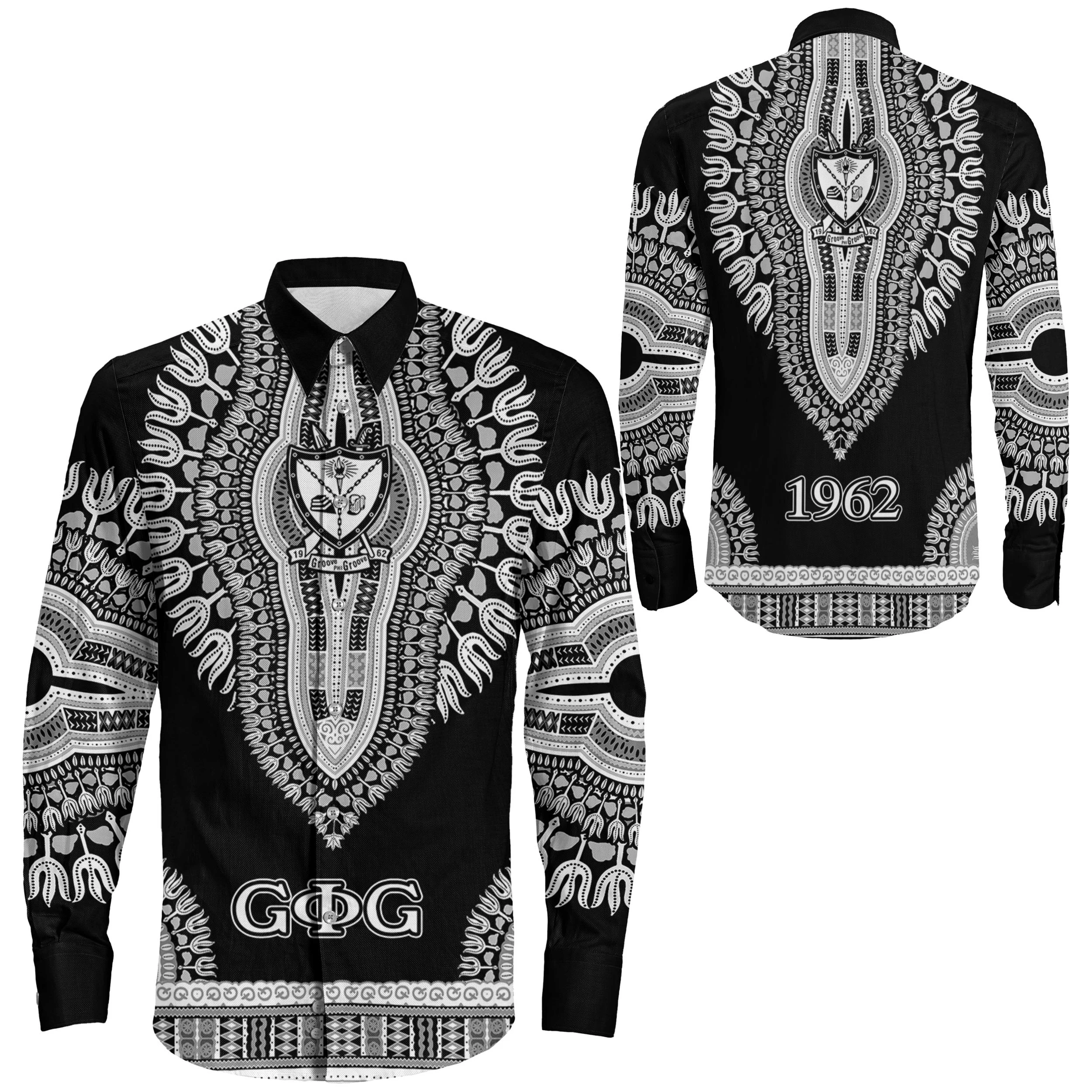 Getteestore Shirt – Groove Phi Groove Dashiki Long Sleeve Button Shirt A31