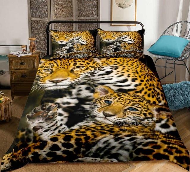 3D Leopard Family Bedding Set