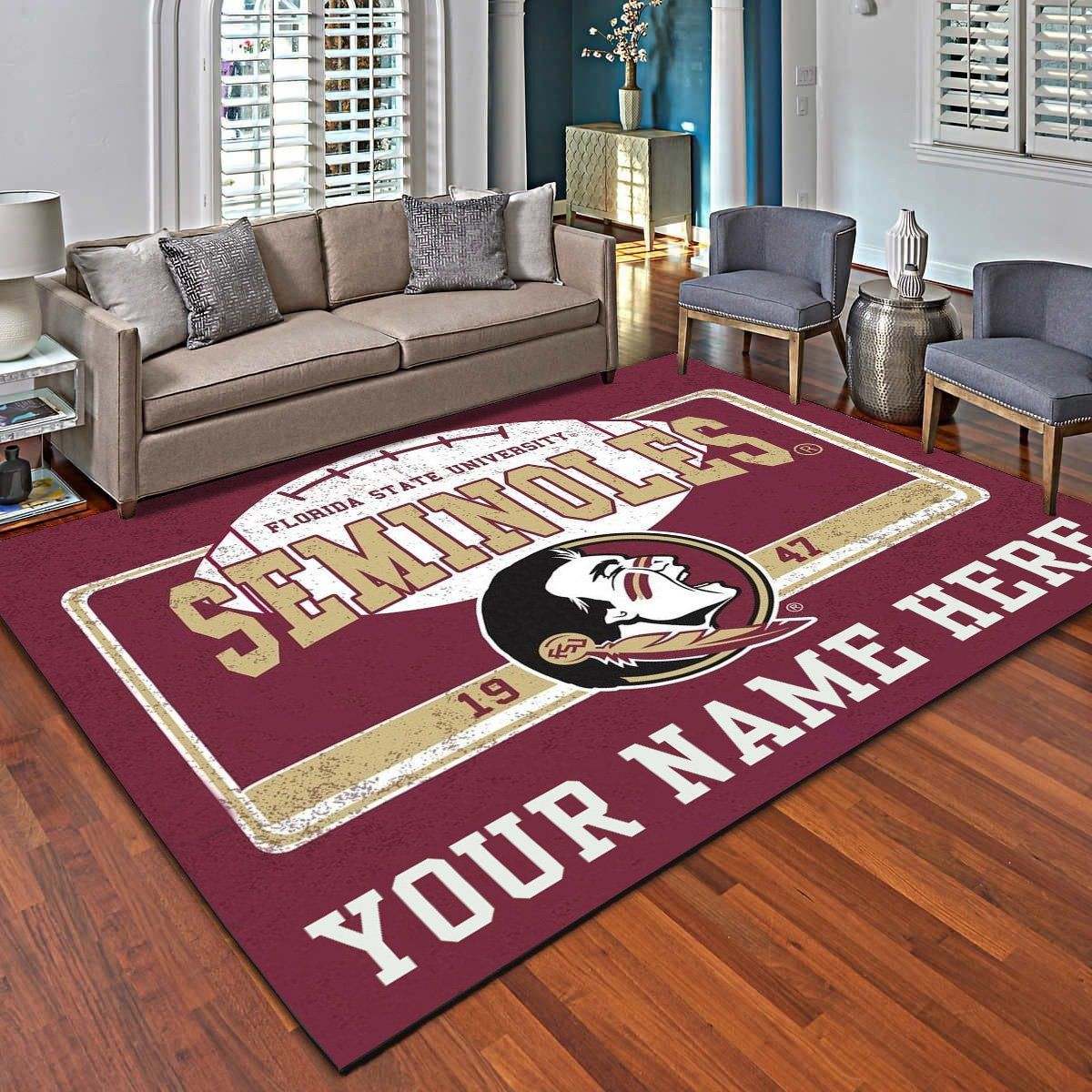 Florida State Seminoles Personalized Rug, Living Room Carpet – Customized Man Cave Floor Mat