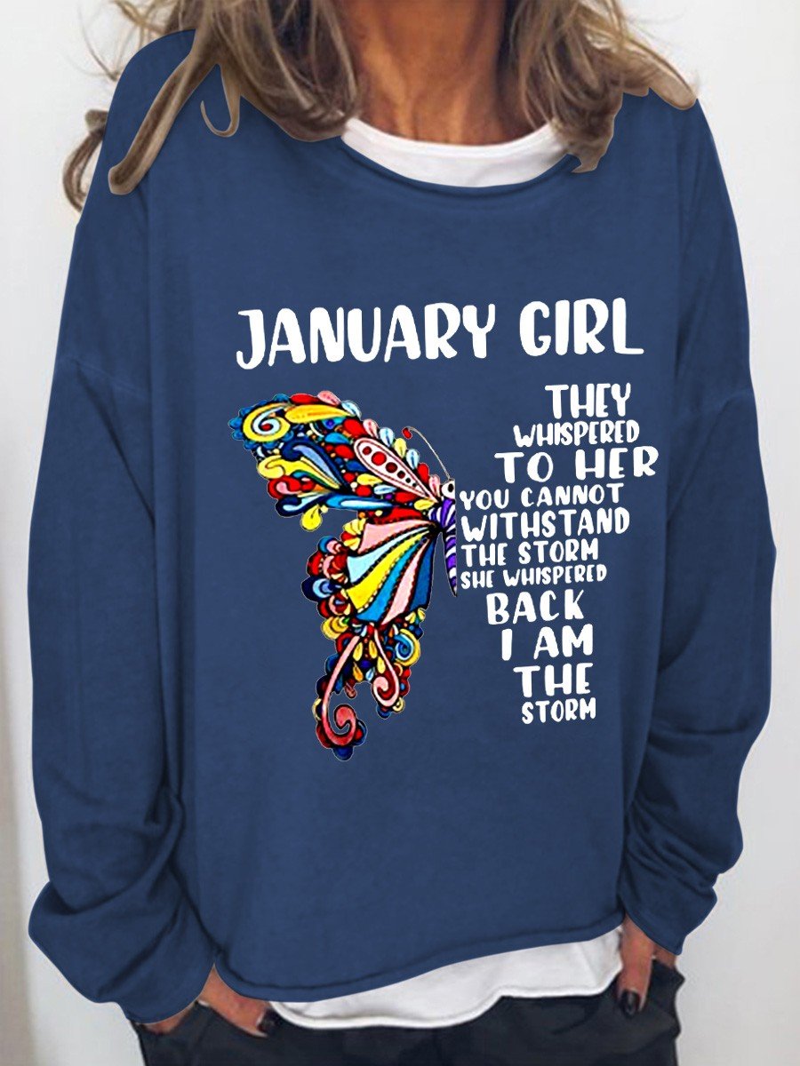 Women January Girl They Whispered To Her Birthday Gifts Long Sleeve Top