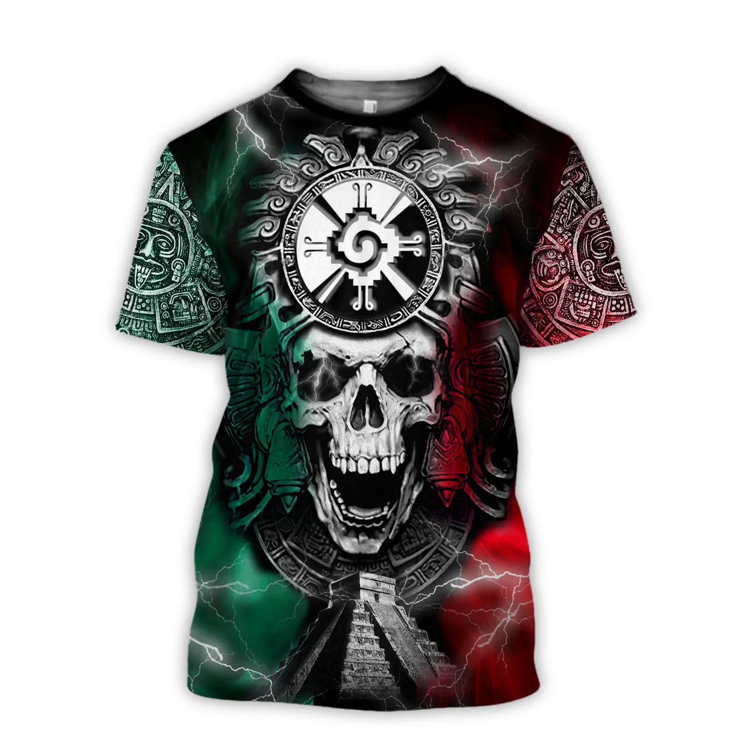 Mexico Aztec Shirt Mexican Maya Hunab Ku Skull 3D Full Printed Unisex Shirts