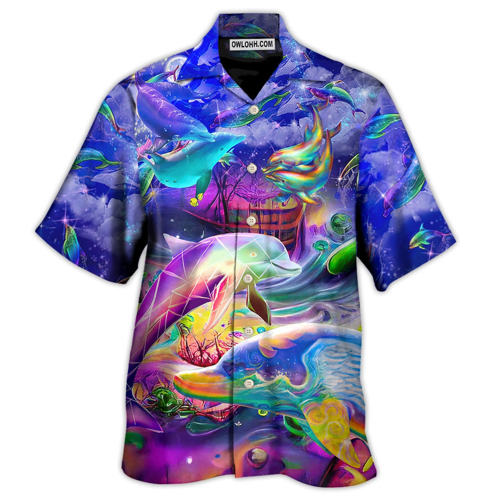 Dolphin Rainbow Jumping Into New World – Hawaiian Shirt  – Owl Ohh