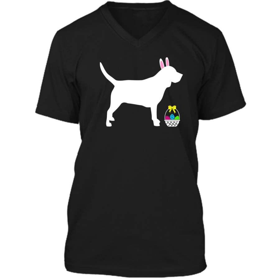 Beagle Easter Bunny Dog Silhouette T-Shirt Mens Printed V-Neck T