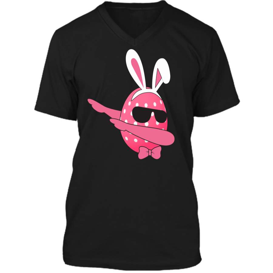 Cute Dab Bunny Egg shirt – Dabbing Emoji Egg Easter T-Shirt Mens Printed V-Neck T