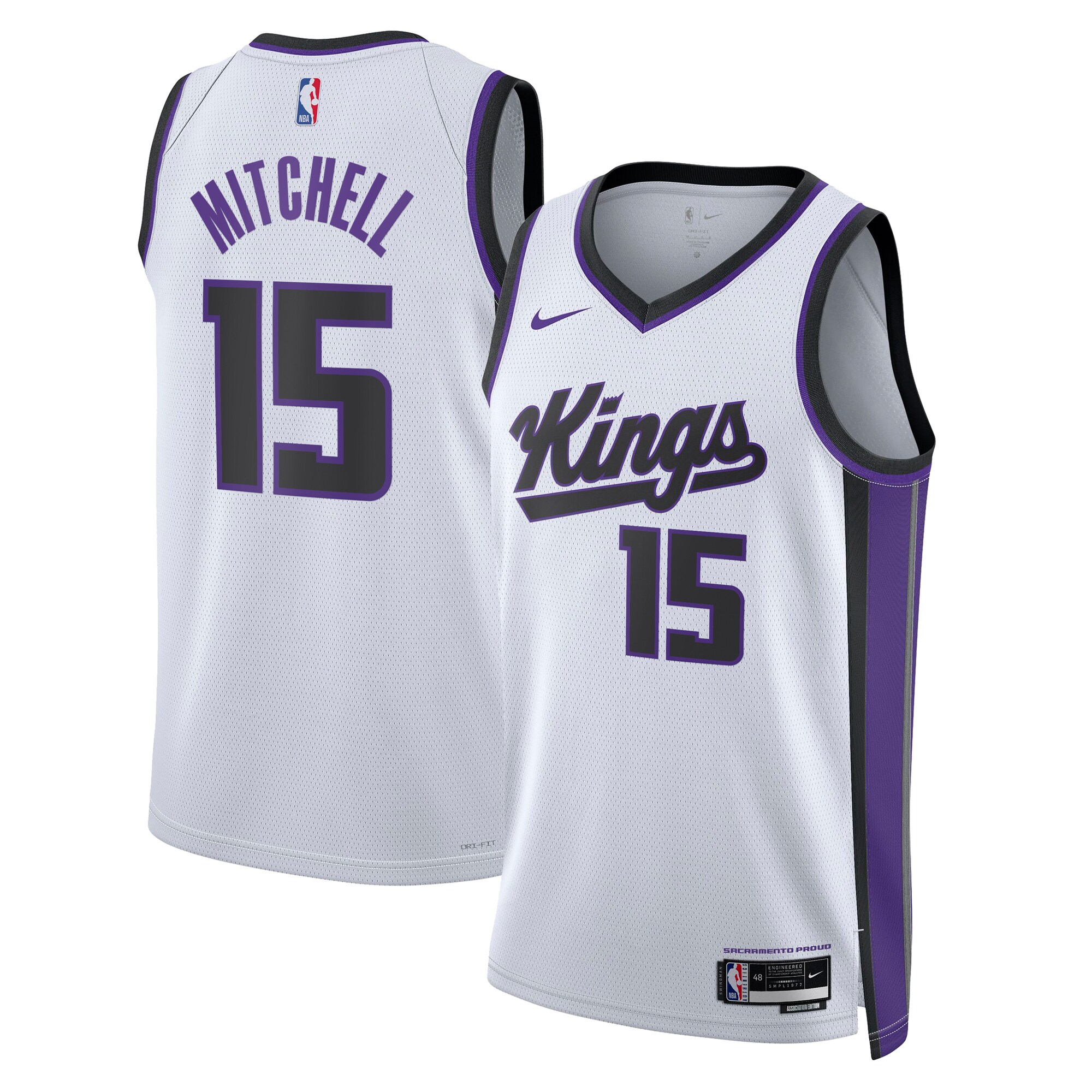 Sacramento Kings Association Edition Swingman Jersey – White – Davion Mitchell – Unisex