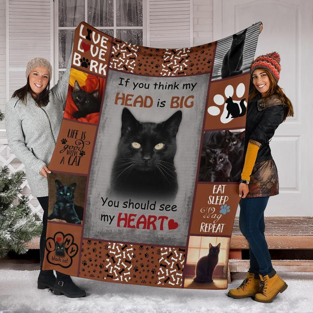 Black Cat You Should See My Heart, Christmas Gift, Cat Lover Blanket