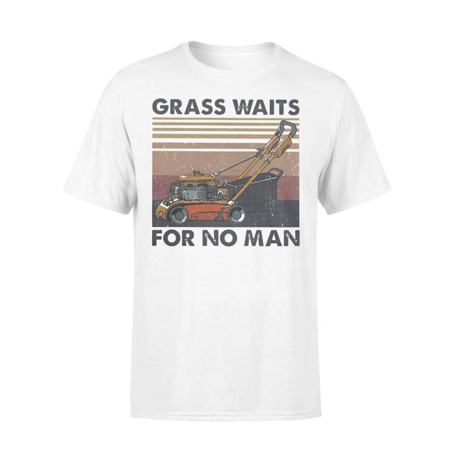 Grass Waits For No Man Mower Vintage T-shirt