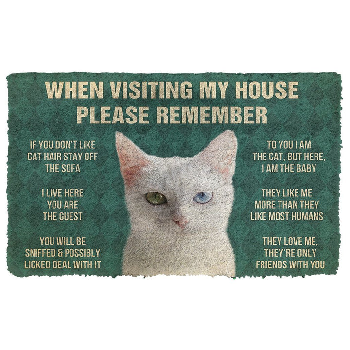 Waybackapparel Please Remember Khao Manee Cats House Rules Custom 3D Doormat