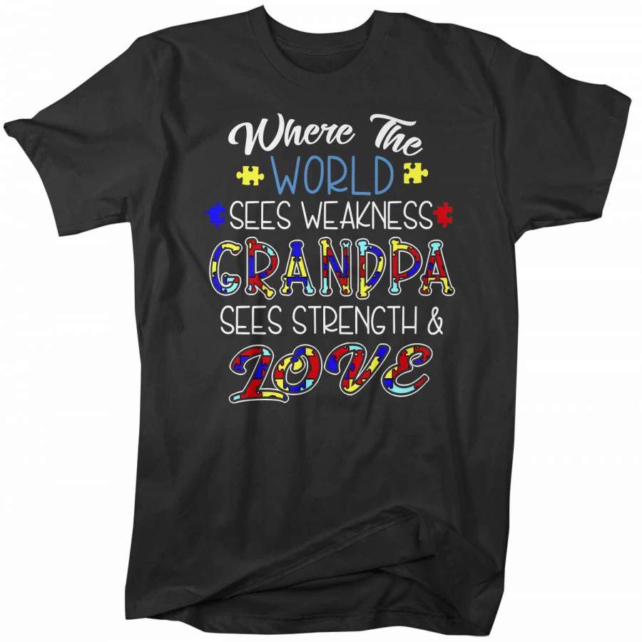 Men’s Personalized Autism T Shirt Strength & Love Shirts Custom Shirts Grandpa Dad Shirt Teacher Aunt Custom