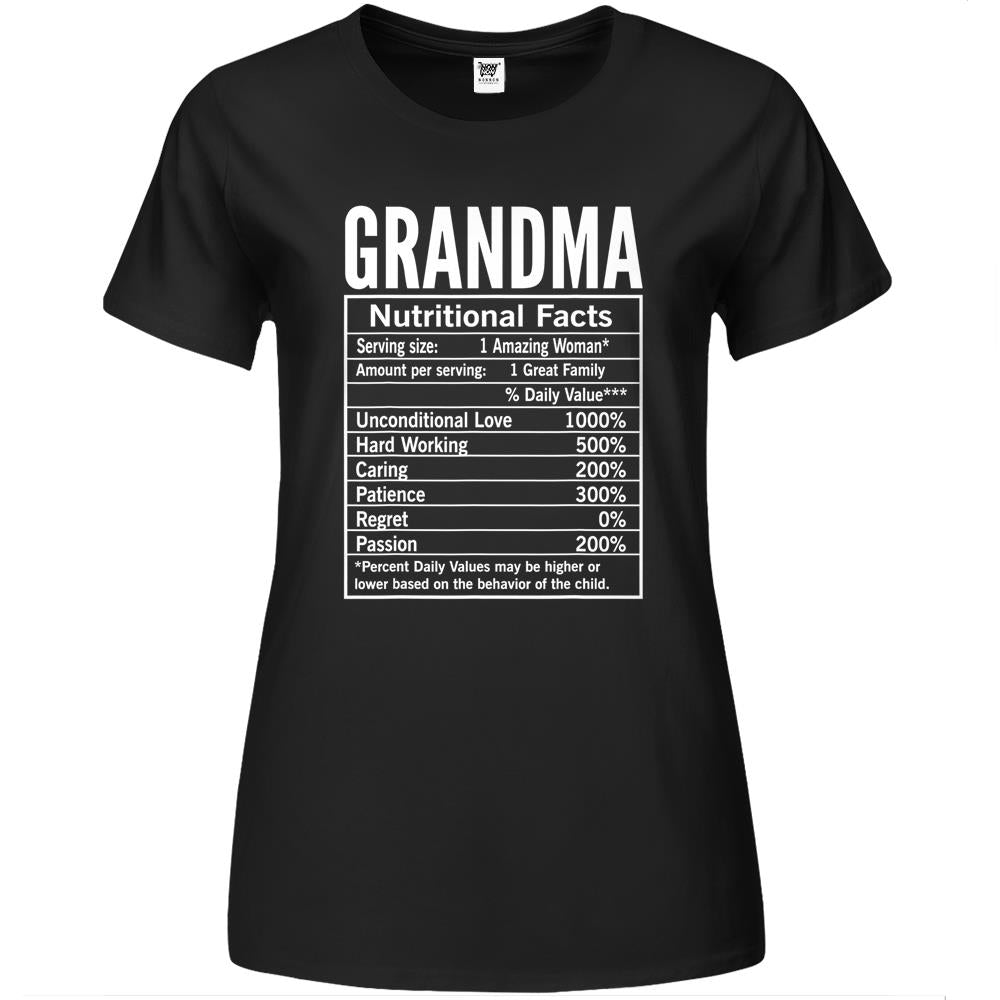 Nutritional Facts Shirt, Nutrition Facts Premium Womens T Shirts, Grandma Nutritional Facts Funny Grandmother Premium Womens T Shirts