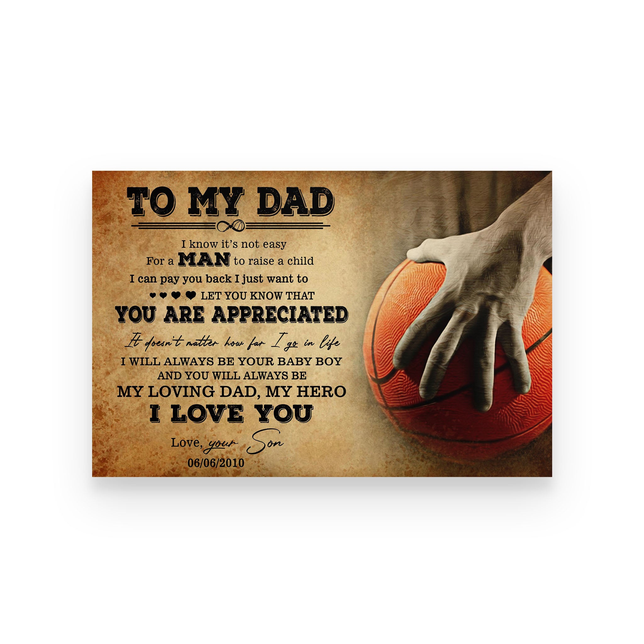 basketball poster son to dad  you are appreciated vs2