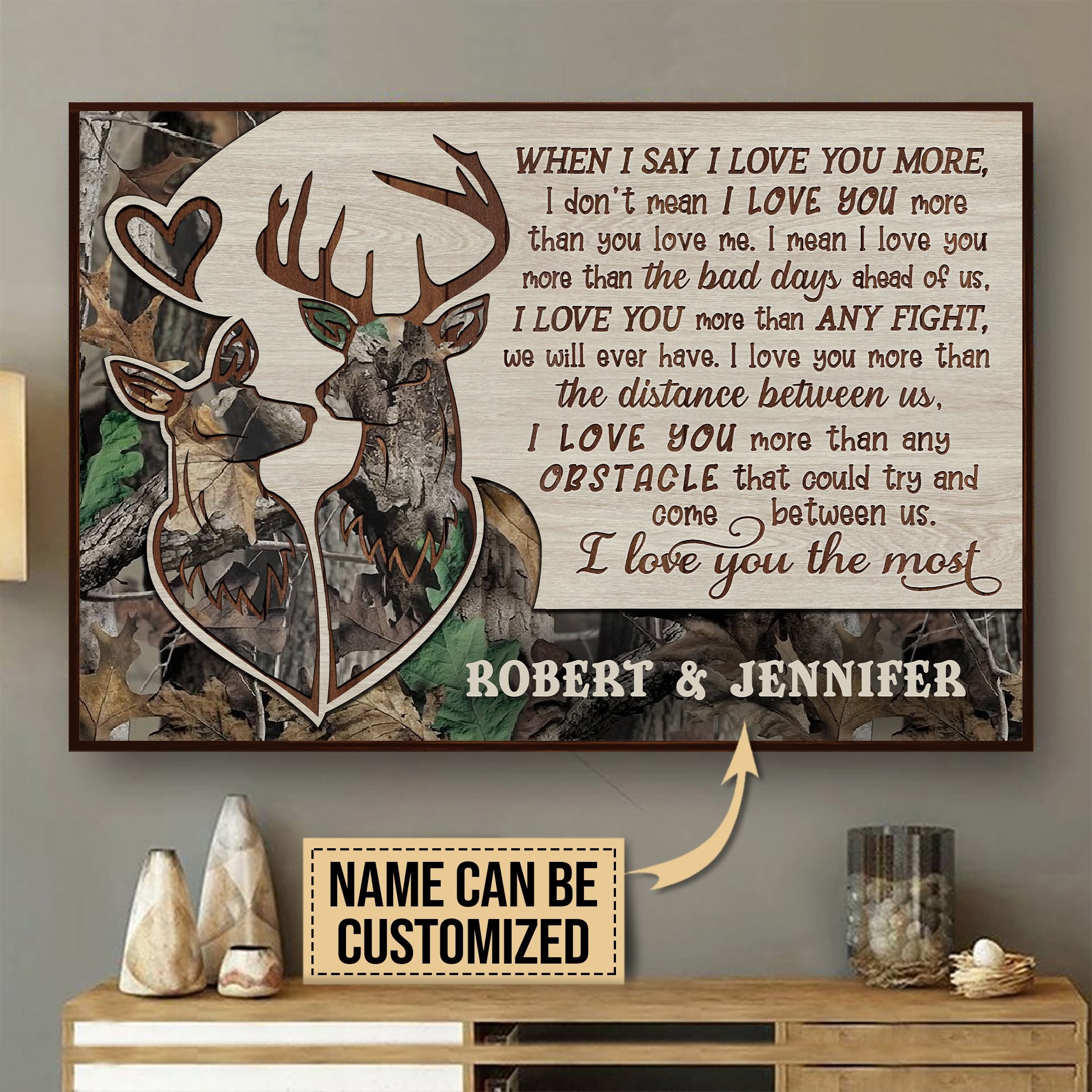 Aeticon Gifts Personalized Deer Hunting I Love You The Most Canvas Mom Dad Gift Home Decor