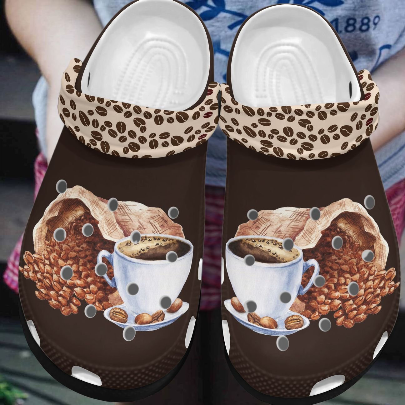 Coffee Personalized Clog, Custom Name, Text, Color, Number Fashion Style For Women, Men, Kid, Print 3D Coffee Bean