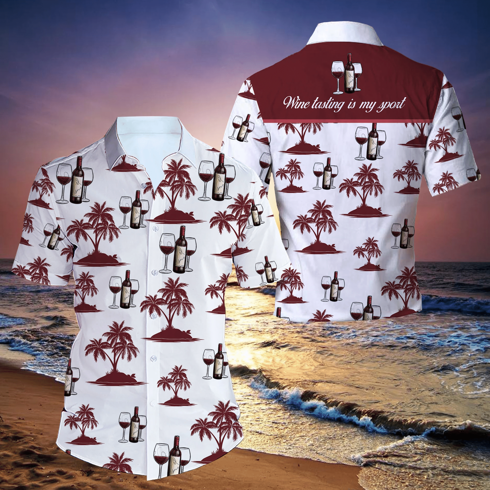 Summer Shirt Wine Tasting Is My Sport All Over Printed Hawaii Size S Ha61065