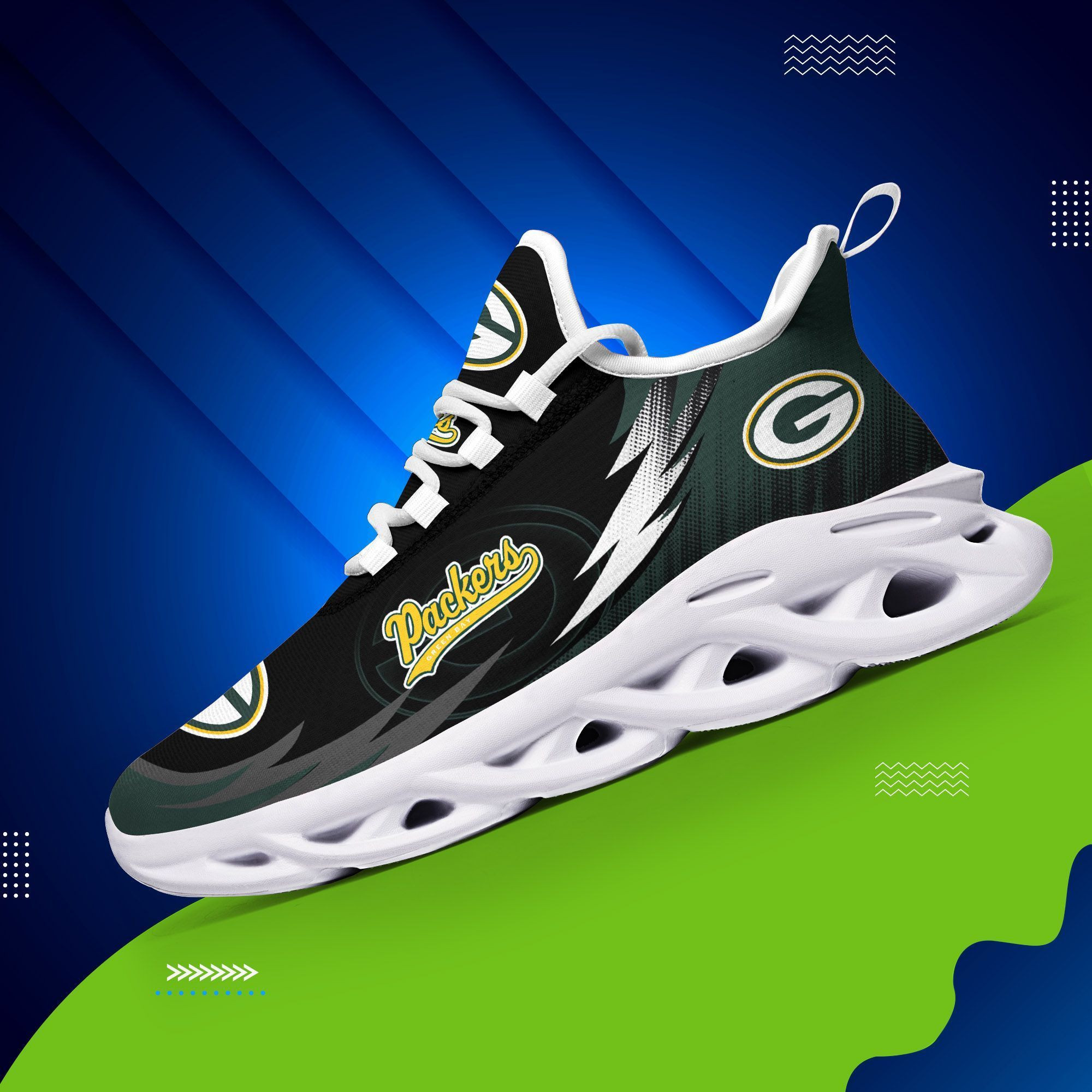 Green Bay Packers Yezy Running Sneakers Art 1910