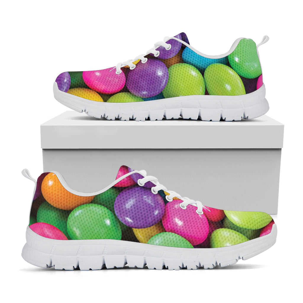 Colorful Chocolate Candy Print White Sneakers