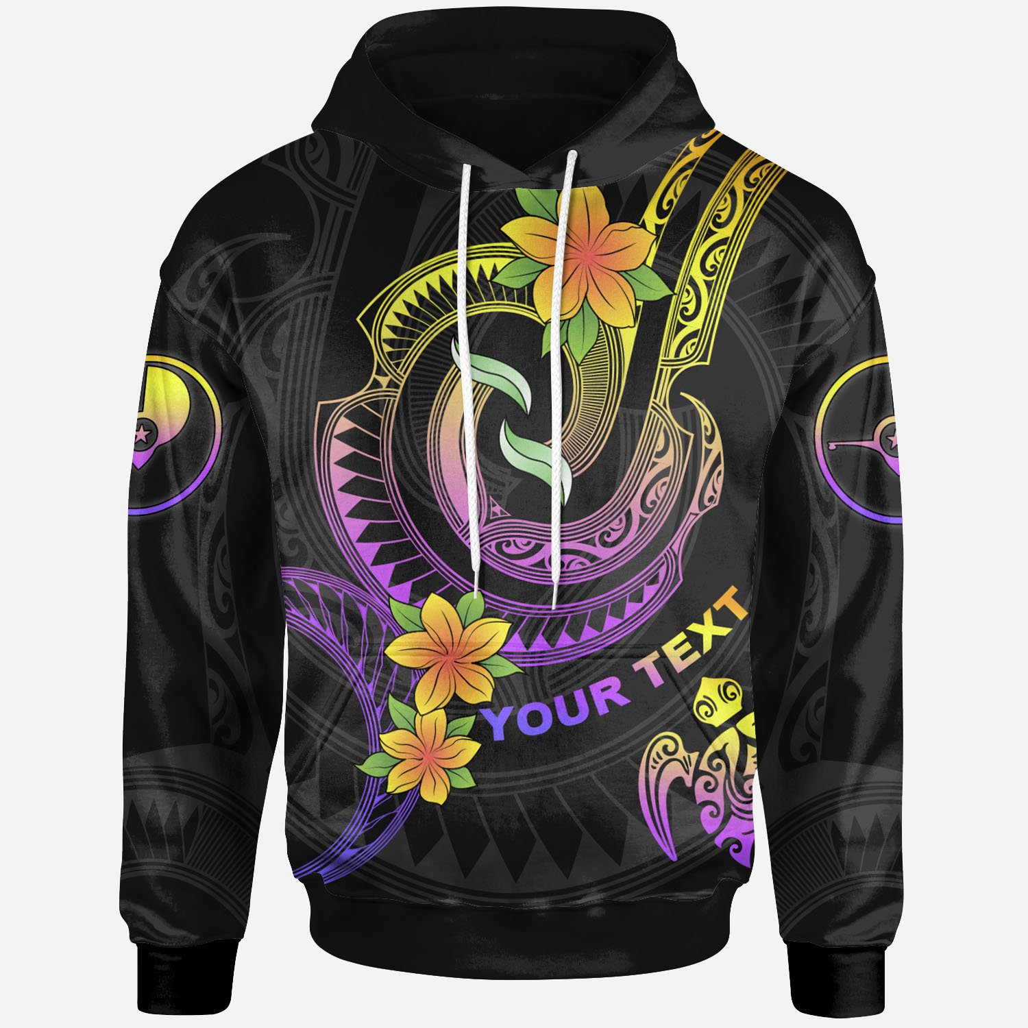 Yap Custom Personalised Hoodie – Plumeria Flowers with Polynesian Patterns – BN26