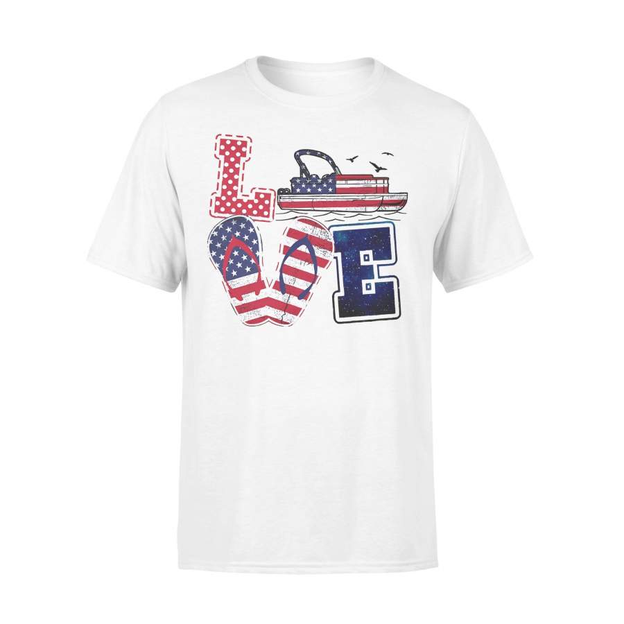 Pontoon Boat America Love Flip Flop Love T-shirt