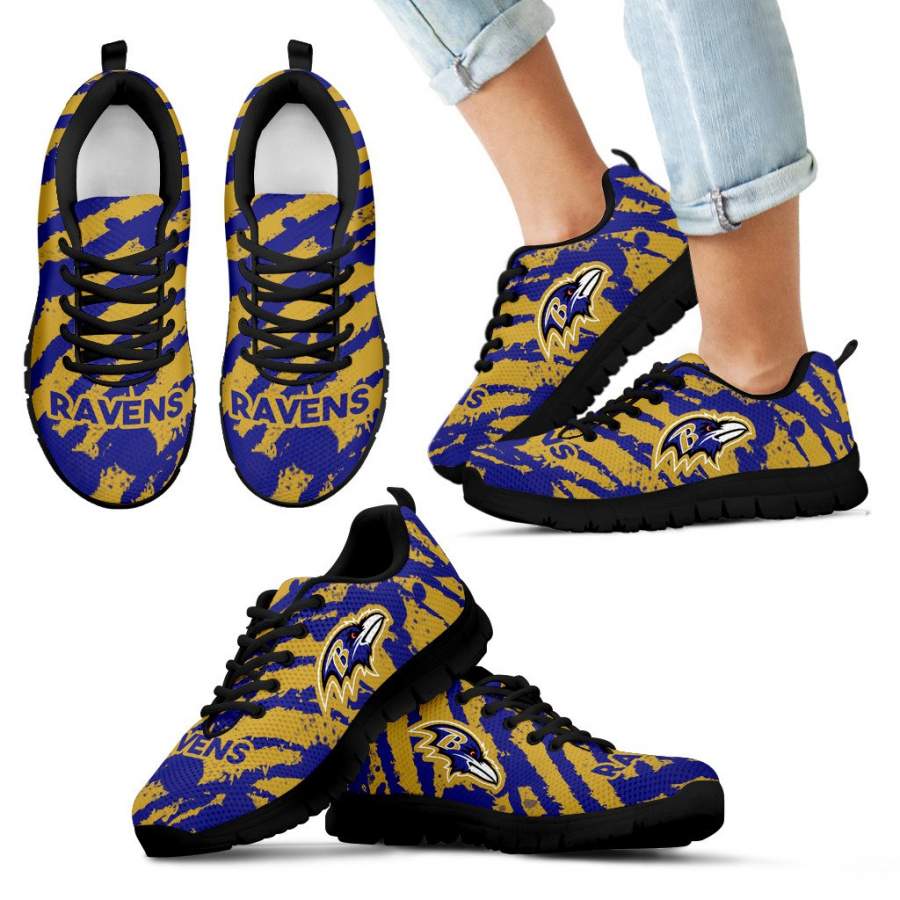 Stripes Pattern Print Baltimore Ravens Sneakers