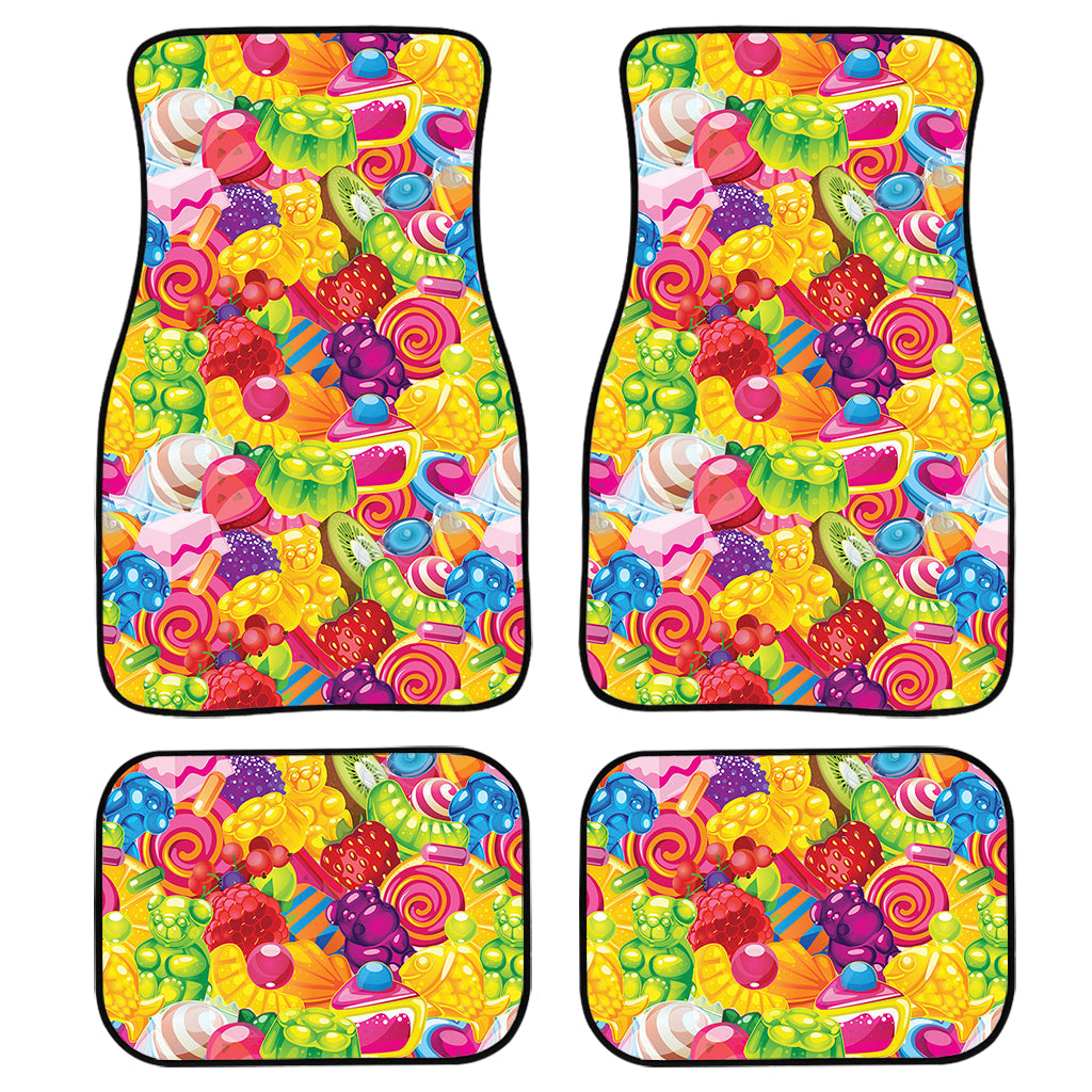 Candy And Jelly Pattern Print Front And Back Car Floor Mats, Front Car Mat